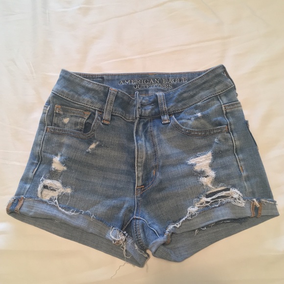 American Eagle Distressed Denim Short Shorts - Picture 2 of 4
